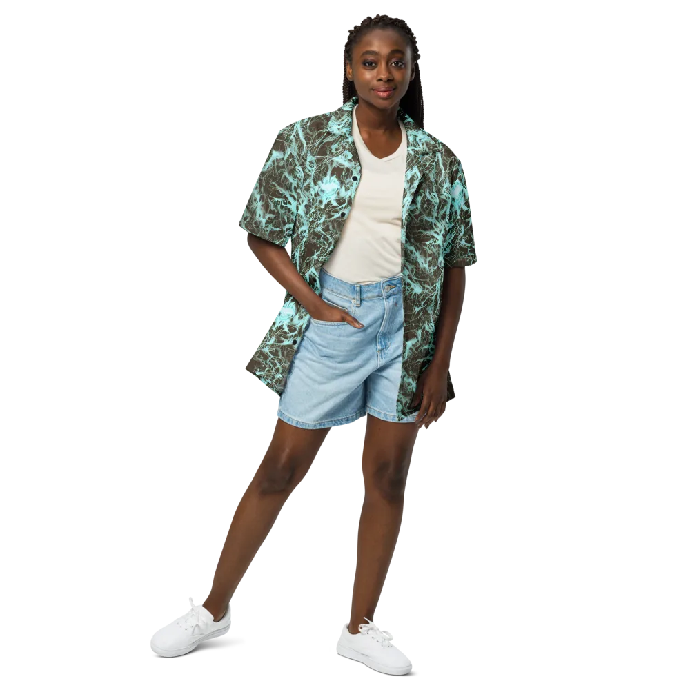 Aqua Vein on Button Shirt — Front