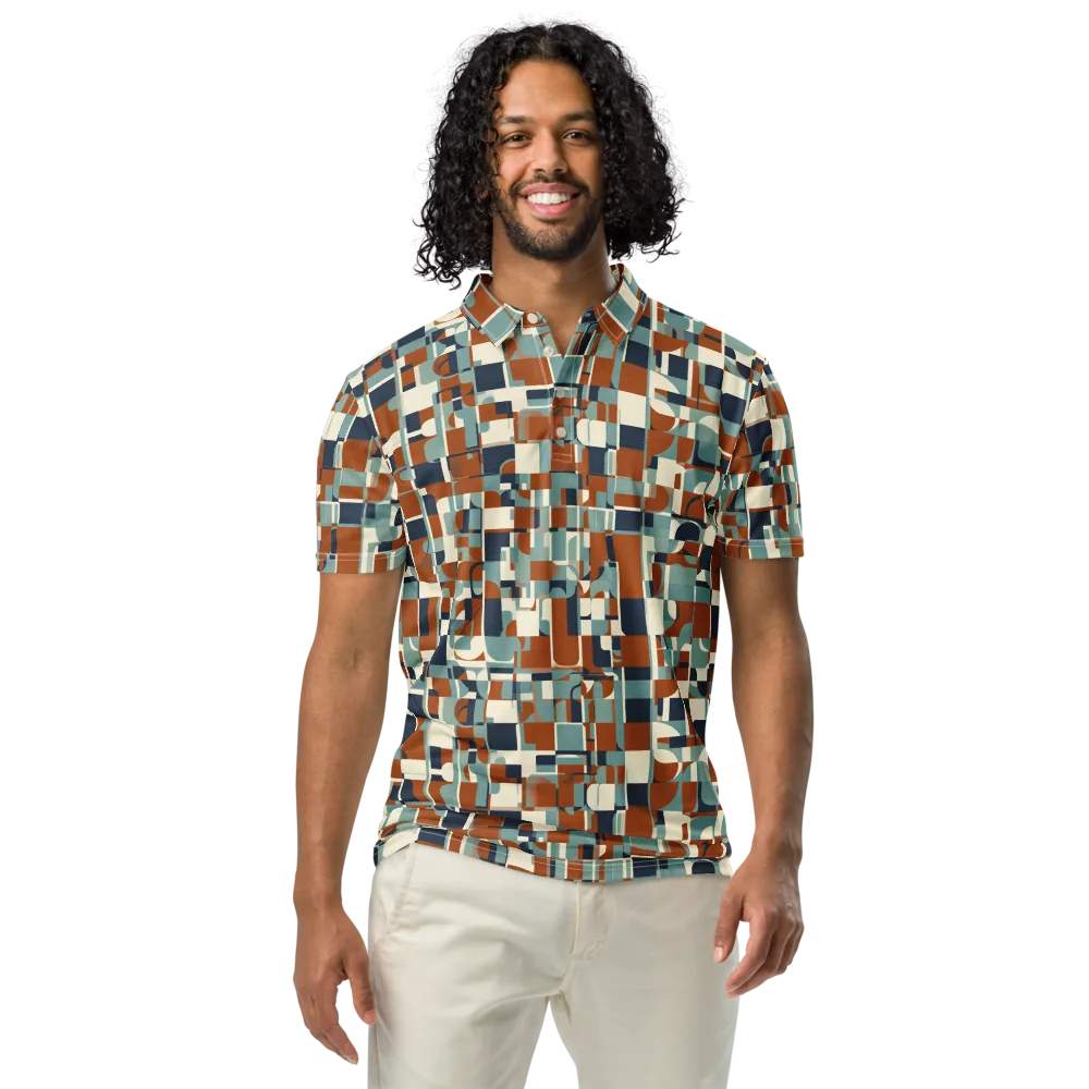 Rustwork Mosaic on Men's Slim Fit Polo Shirt — Front