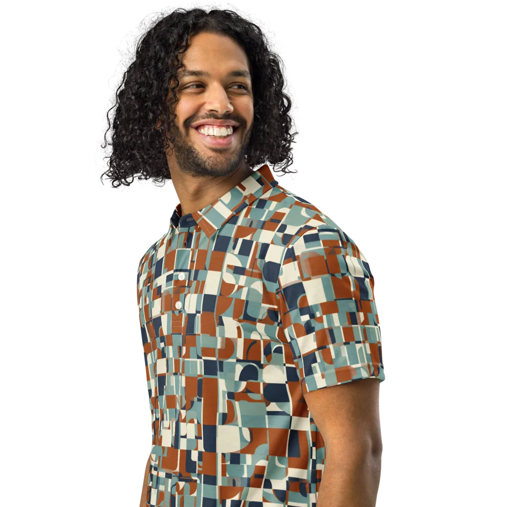 Rustwork Mosaic on Men's Slim Fit Polo Shirt — Left Front