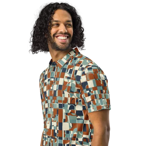 Rustwork Mosaic on a Men's Slim Fit Polo Shirt