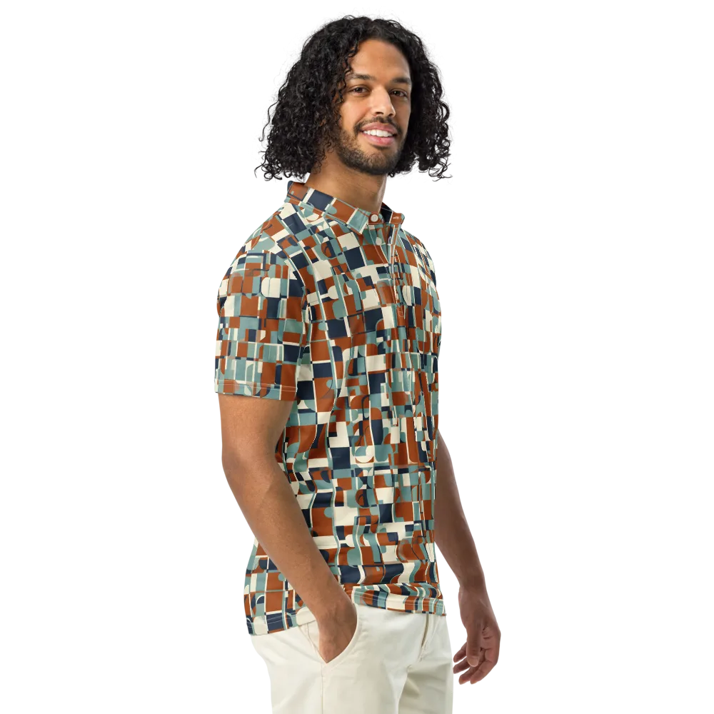 Rustwork Mosaic on Men's Slim Fit Polo Shirt — Right Front