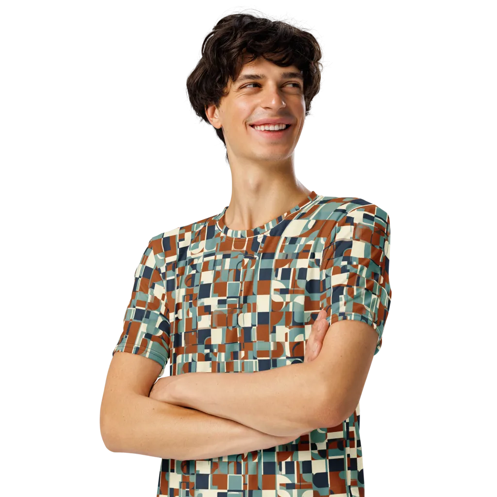 Rustwork Mosaic on Men's Crew Neck T-Shirt — Left Front
