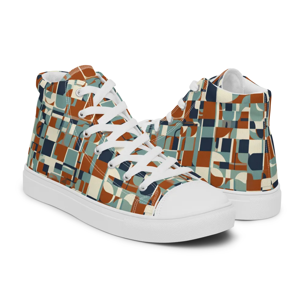 Rustwork Mosaic on Men's High Top Canvas Shoes — Right