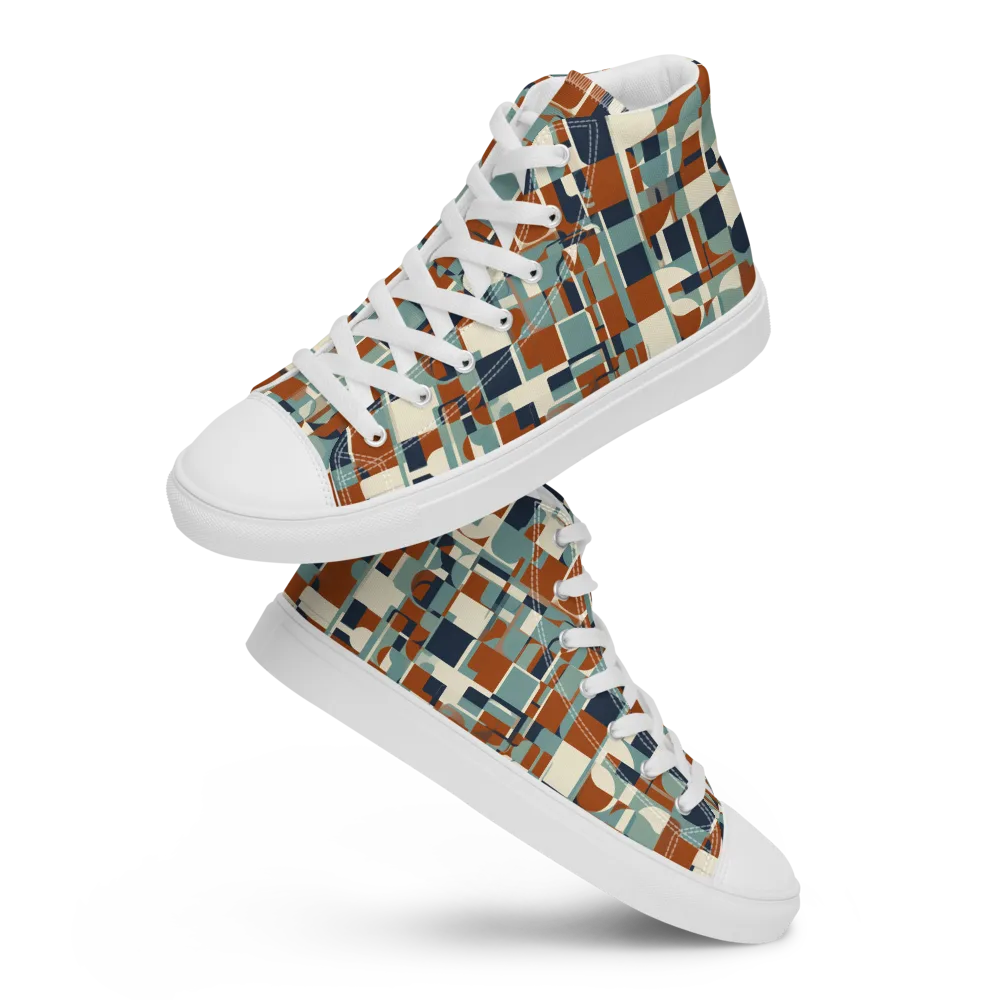Rustwork Mosaic on Men's High Top Canvas Shoes — Front