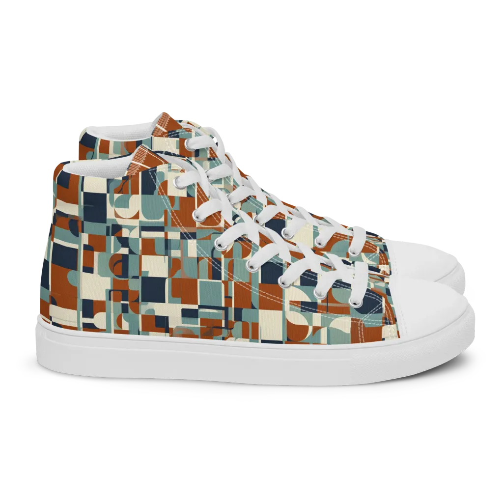 Rustwork Mosaic on Women's High Top Canvas Shoes — Right