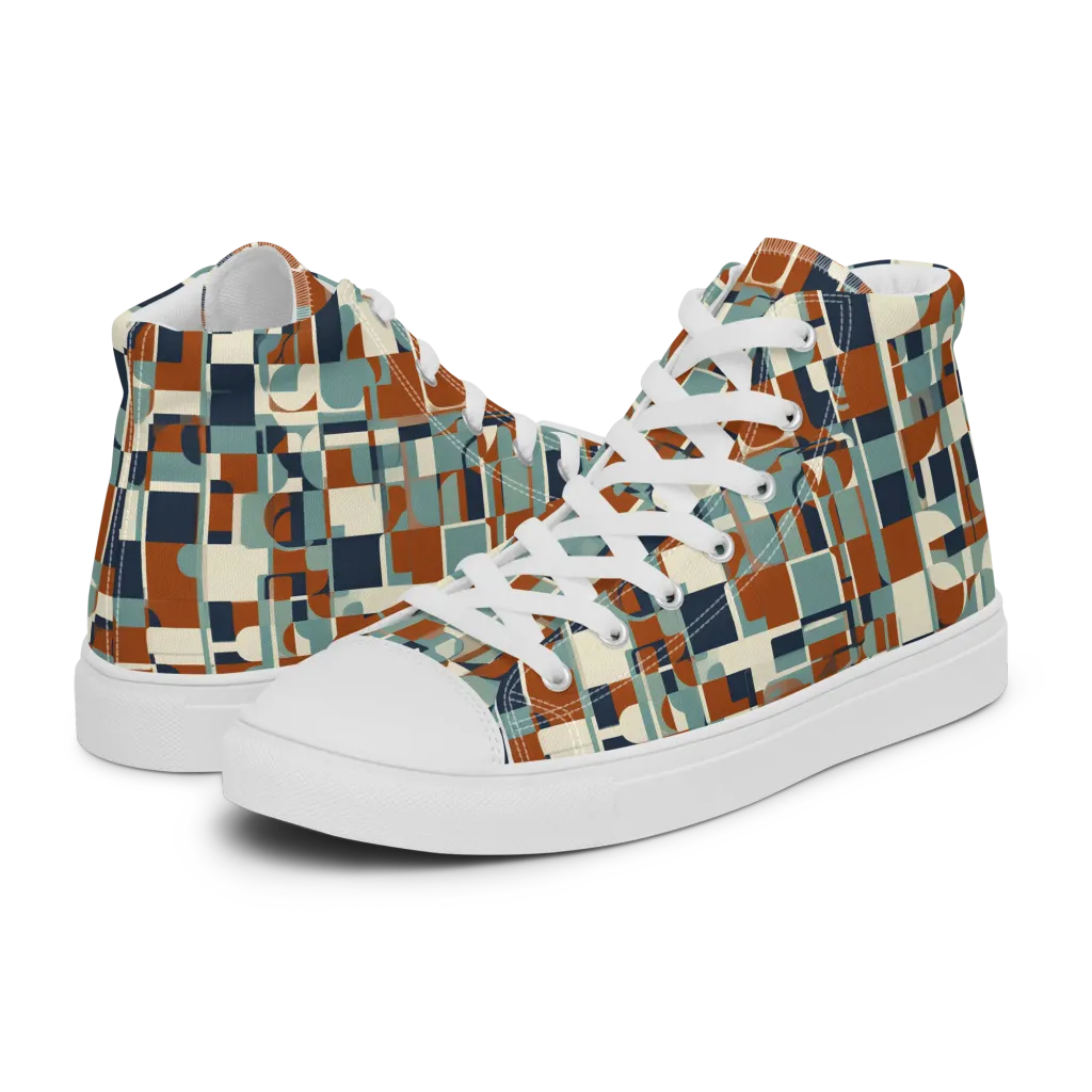 Rustwork Mosaic on Women's High Top Canvas Shoes — Left