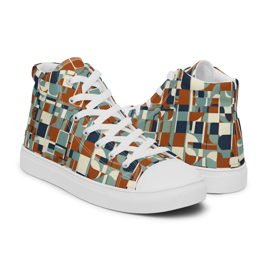 Rustwork Mosaic on Women's High Top Canvas Shoes — Right