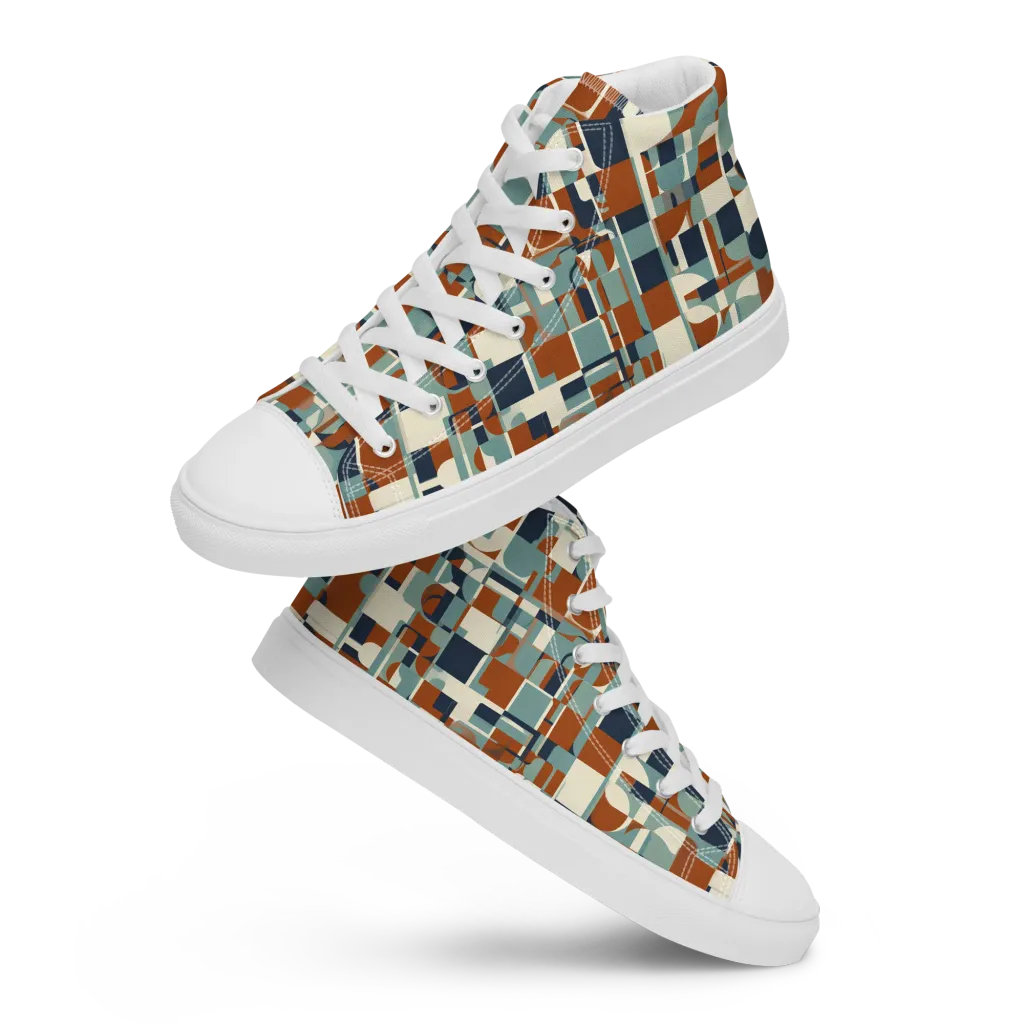 Rustwork Mosaic on Women's High Top Canvas Shoes — Front