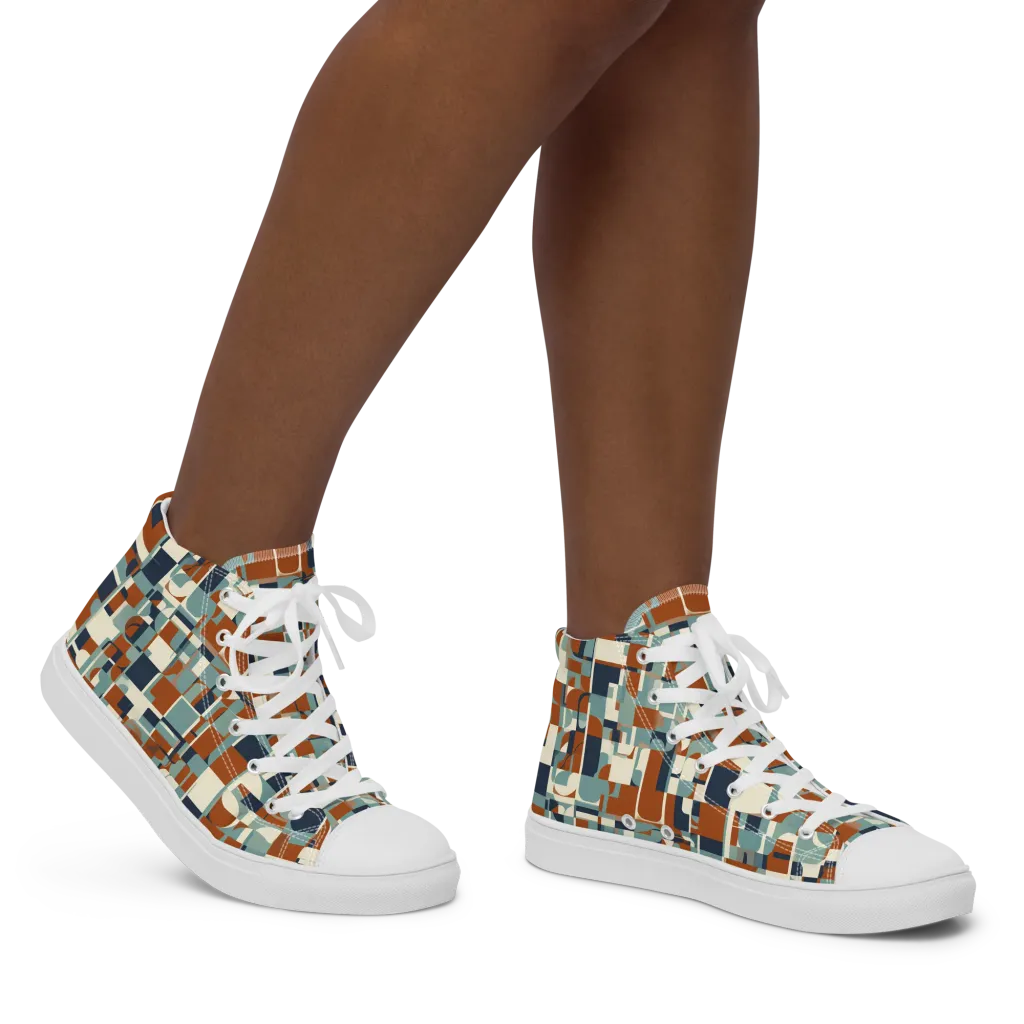 Rustwork Mosaic on Women's High Top Canvas Shoes — Right