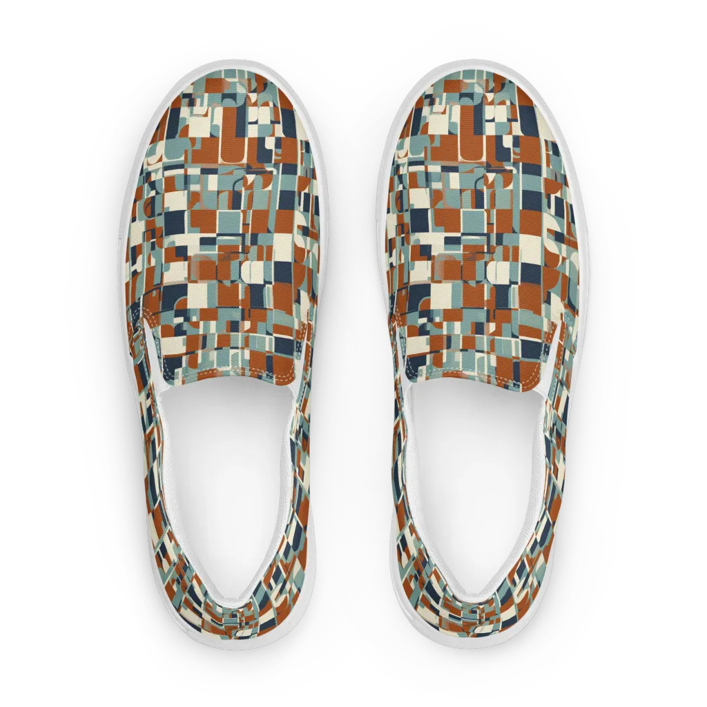 Rustwork Mosaic on Men's Slip-On Canvas Shoes — Front