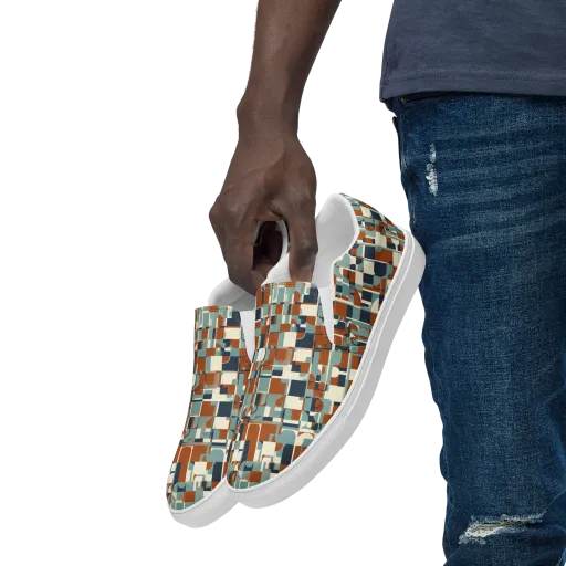 Rustwork Mosaic on a Men's Slip-On Canvas Shoes