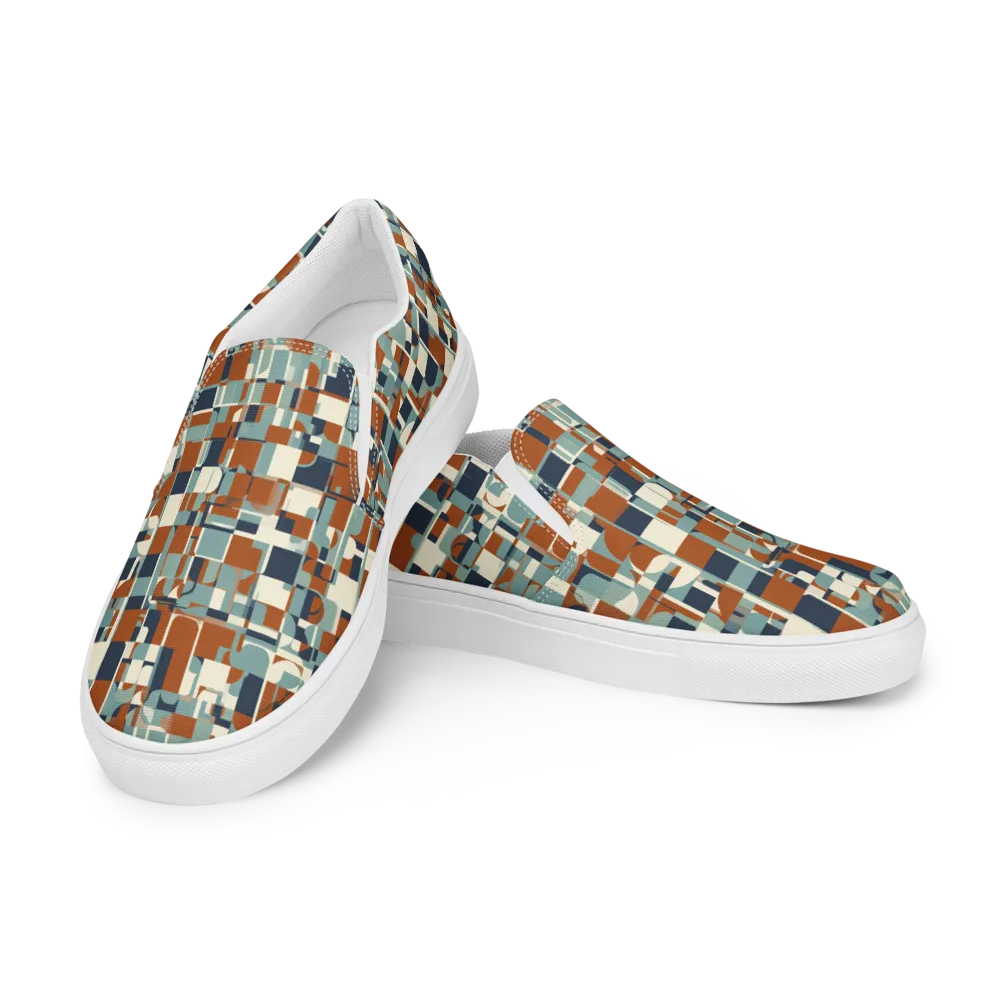 Rustwork Mosaic on Women's Slip-On Canvas Shoes — Left Front
