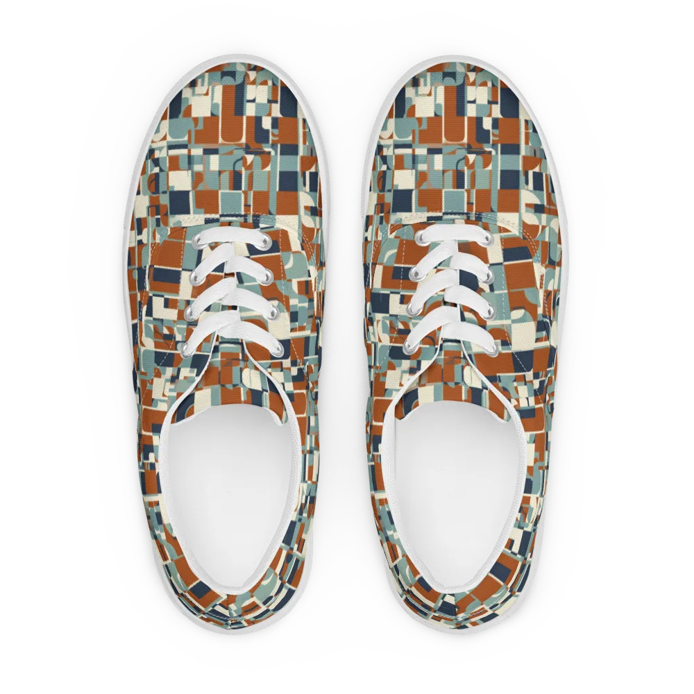 Rustwork Mosaic on Men's Lace-Up Canvas Shoes — Front