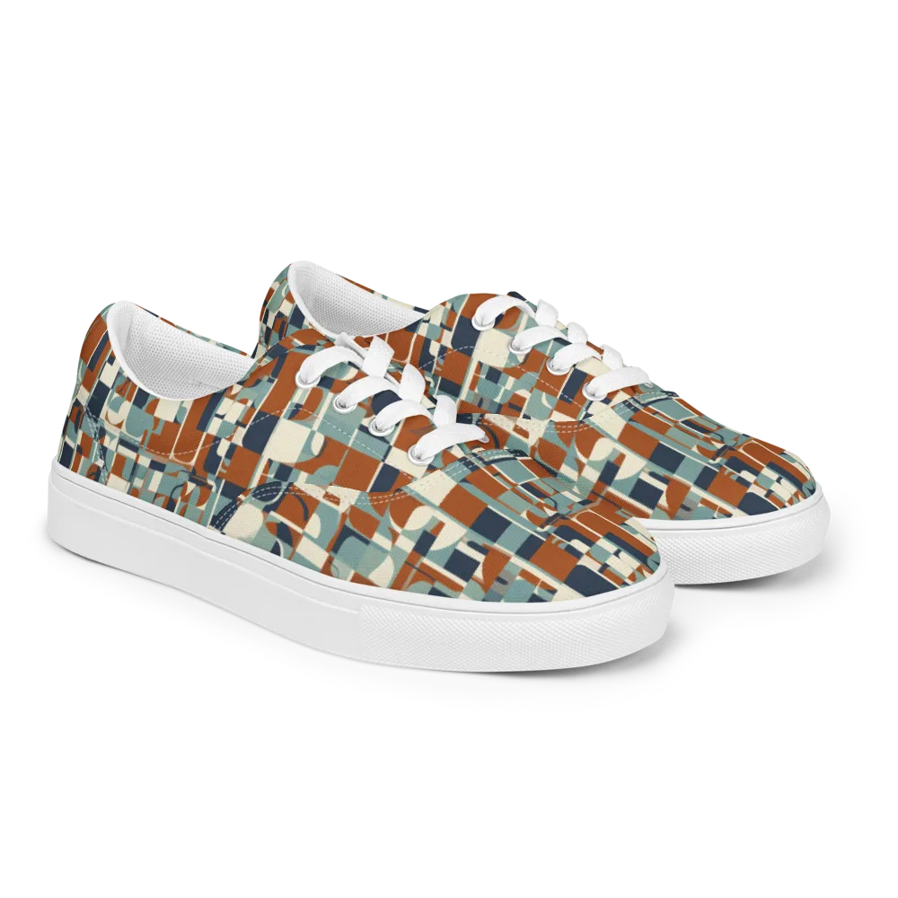 Rustwork Mosaic on Men's Lace-Up Canvas Shoes — Right Front