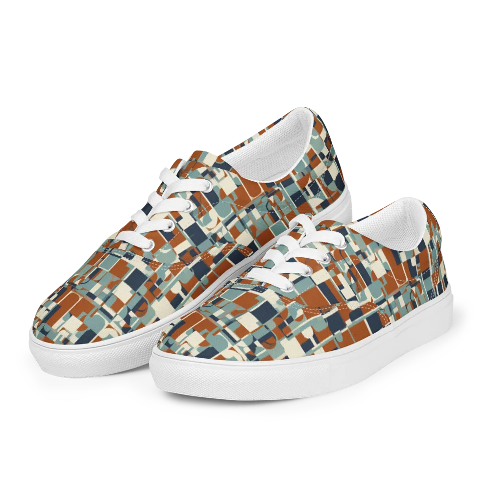 Rustwork Mosaic on Men's Lace-Up Canvas Shoes — Left Front