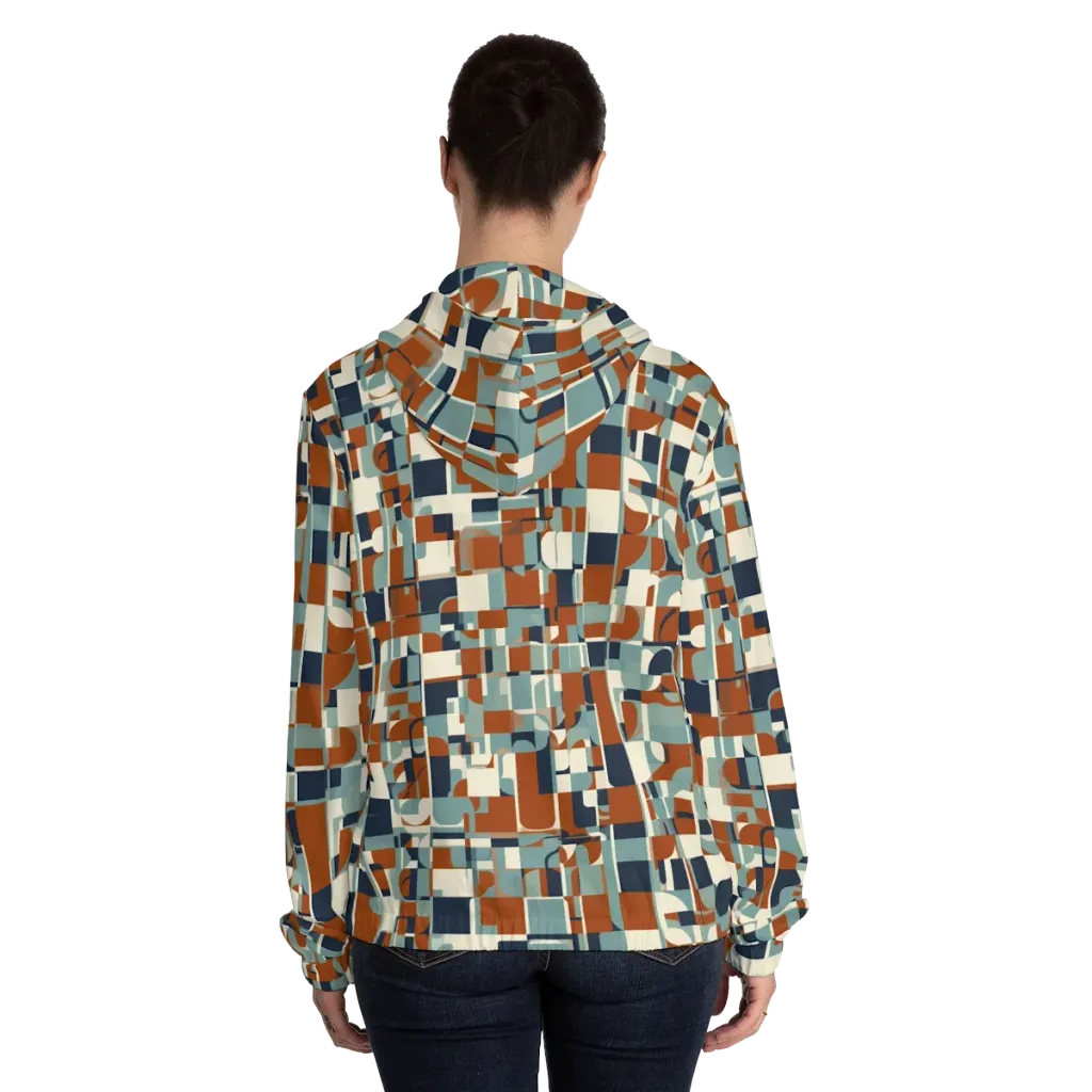 Rustwork Mosaic on Women's Full-Zip Hoodie — Back On Person