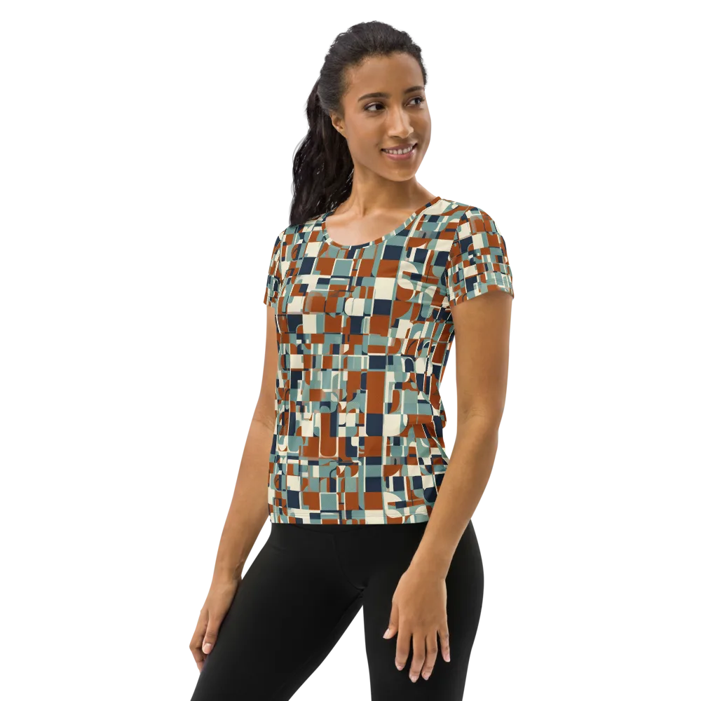 Rustwork Mosaic on Women's Athletic T-Shirt — Left