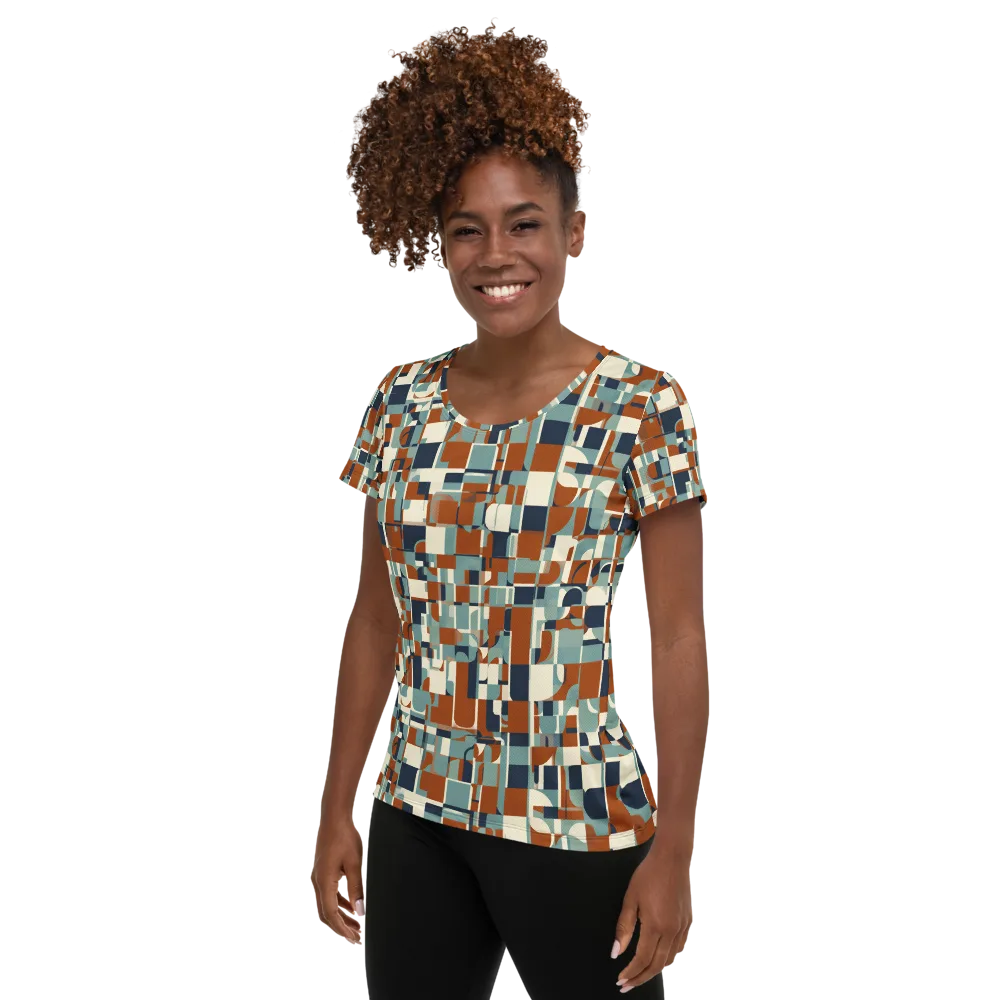 Rustwork Mosaic on Women's Athletic T-Shirt — Left