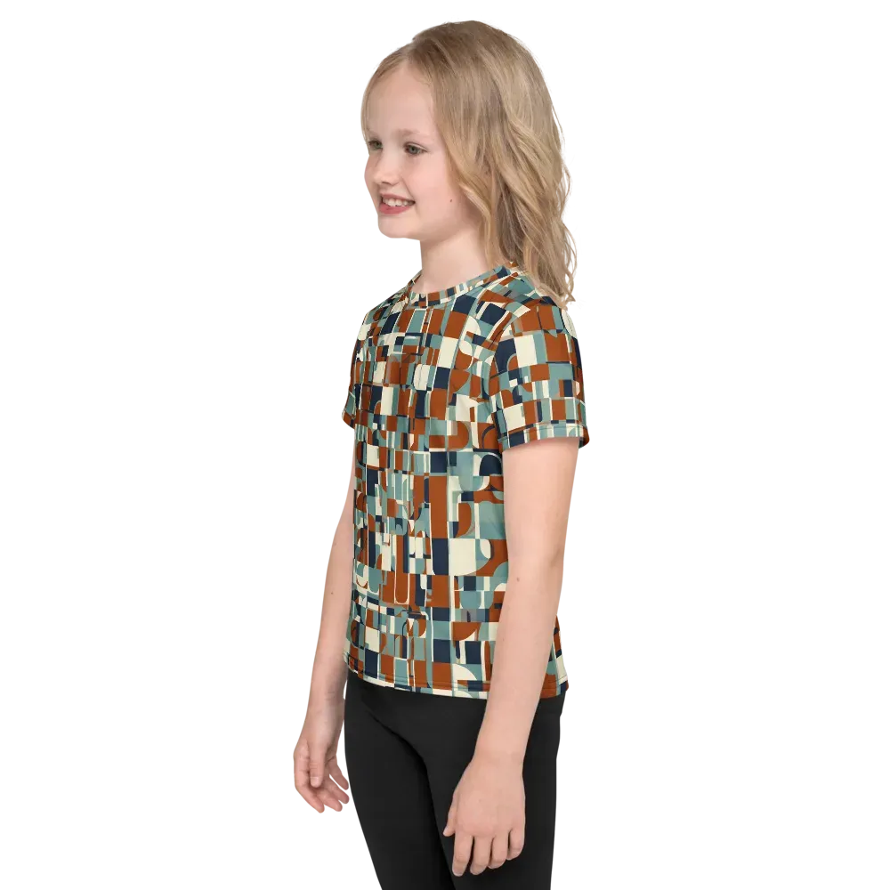 Rustwork Mosaic on Kids Crew Neck T-Shirt — Left