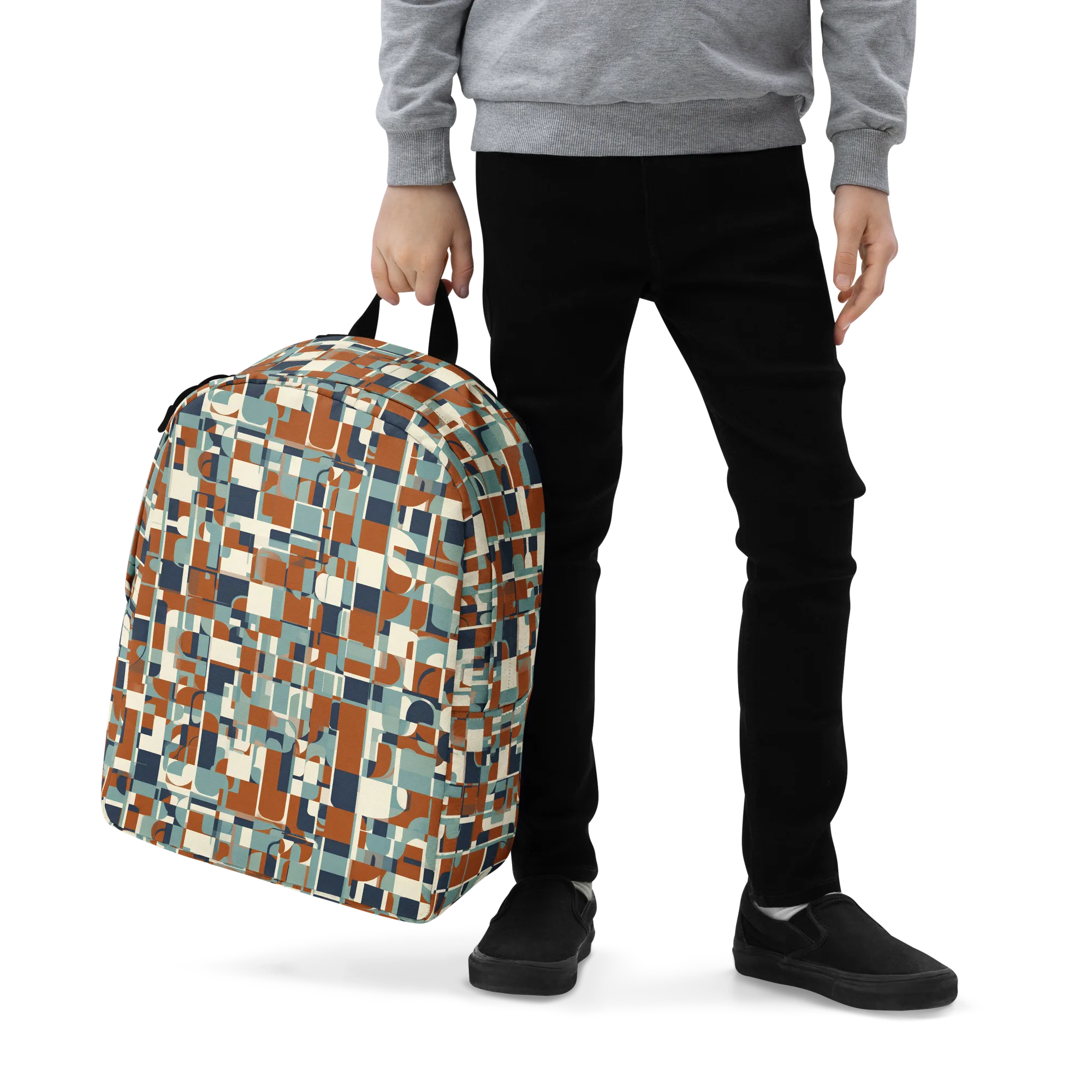 Rustwork Mosaic on Minimalist Backpack — Zoomed-in