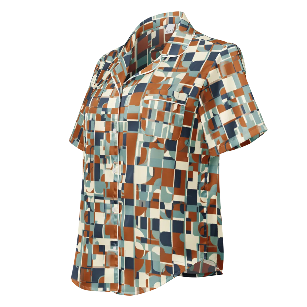 Rustwork Mosaic on Women's Short Sleeve Pajama Top — Left Front