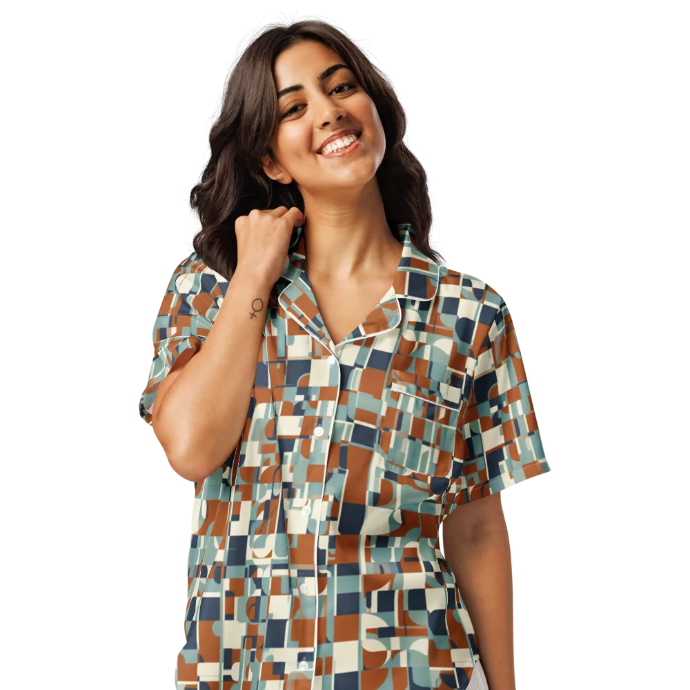 Rustwork Mosaic on Women's Short Sleeve Pajama Top — Front