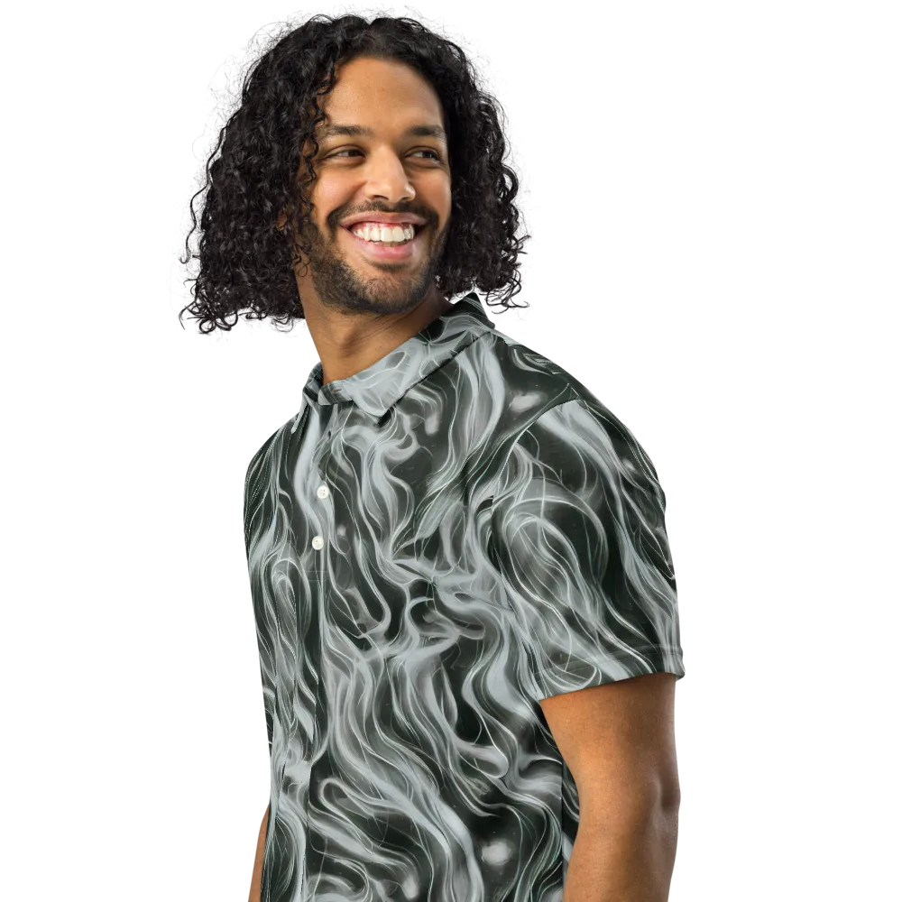 Smoke Tide on Men's Slim Fit Polo Shirt — Left Front