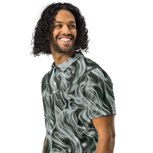 Smoke Tide on a Men's Slim Fit Polo Shirt