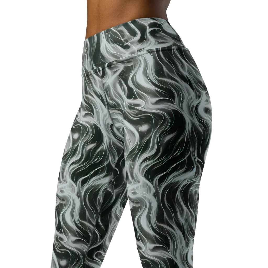 Smoke Tide on Yoga Leggings — Left Front