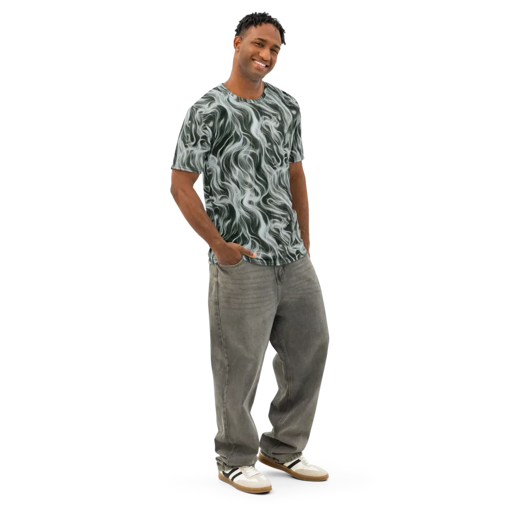 Smoke Tide on Men's Cotton Crew Neck T-Shirt — Right Front