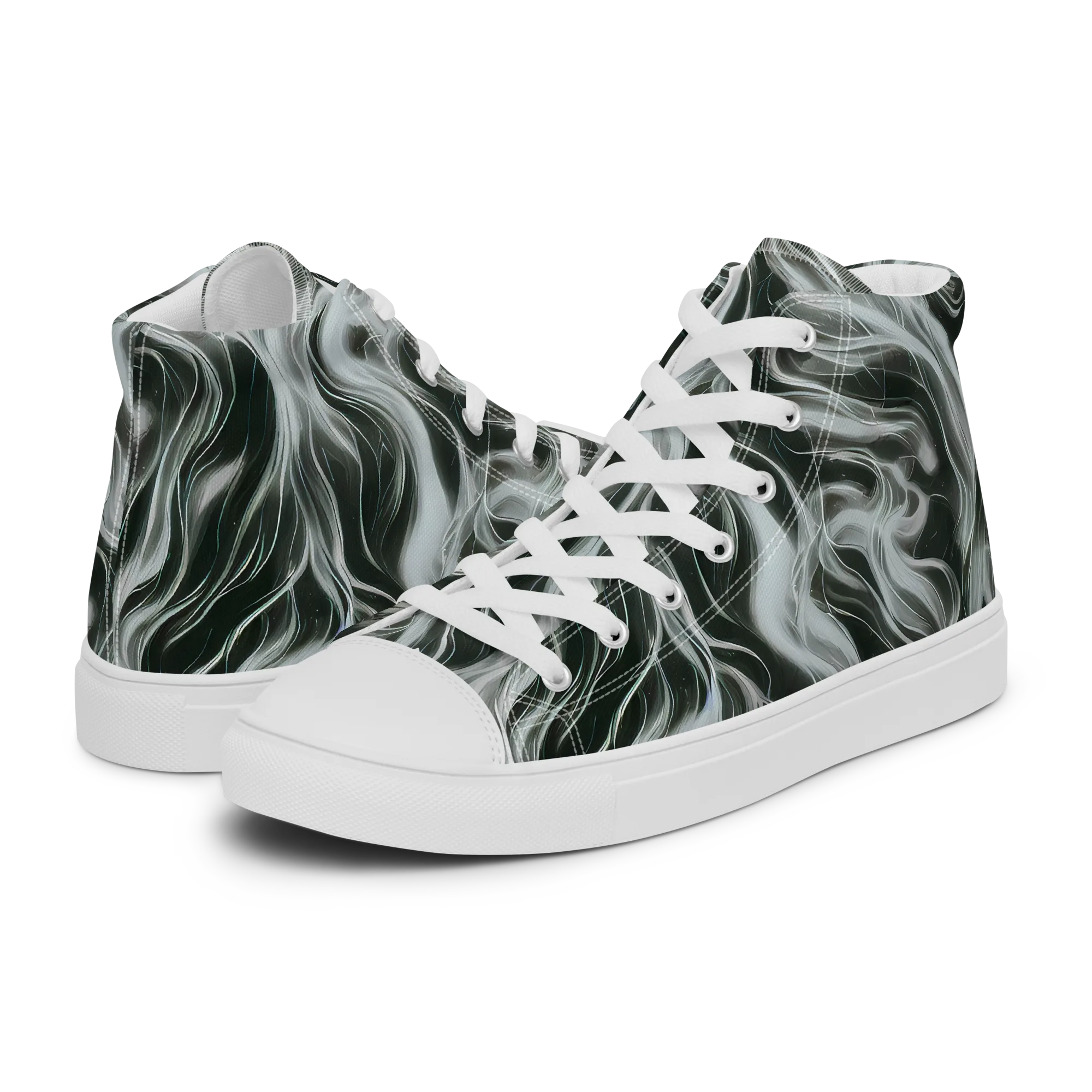 Smoke Tide on Men's High Top Canvas Shoes — Left