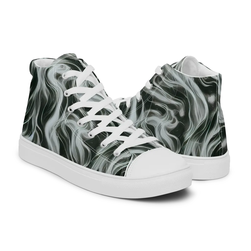 Smoke Tide on Men's High Top Canvas Shoes — Right