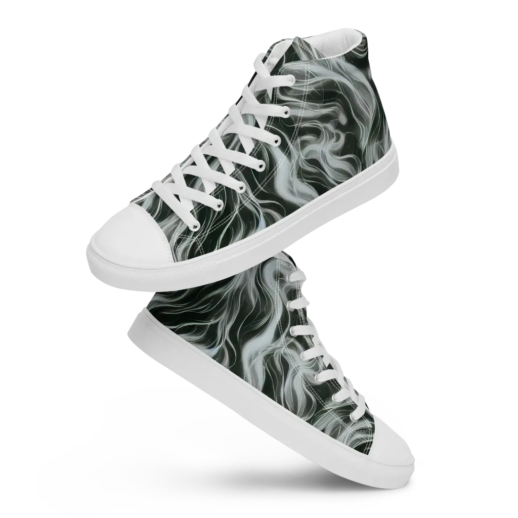 Smoke Tide on Men's High Top Canvas Shoes — Front