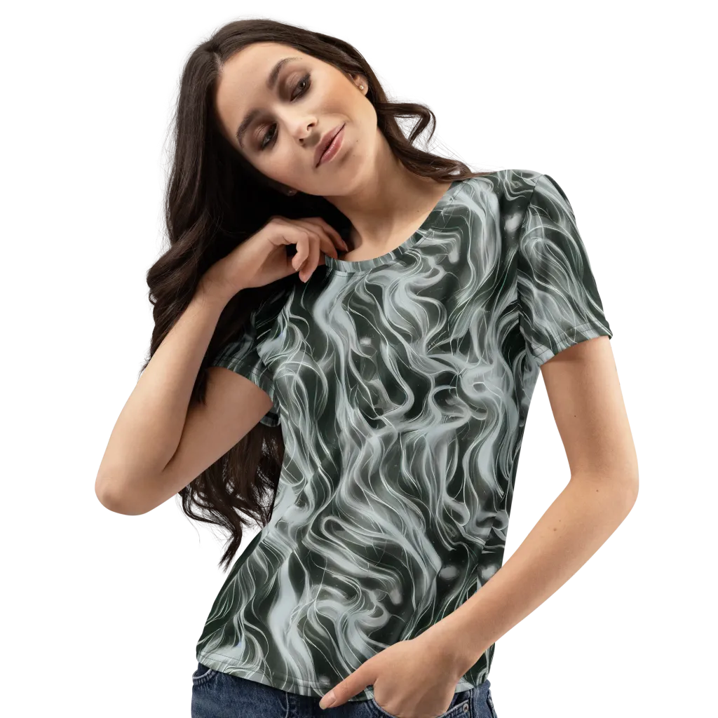Smoke Tide on Women's Crew Neck T-Shirt — Left Front