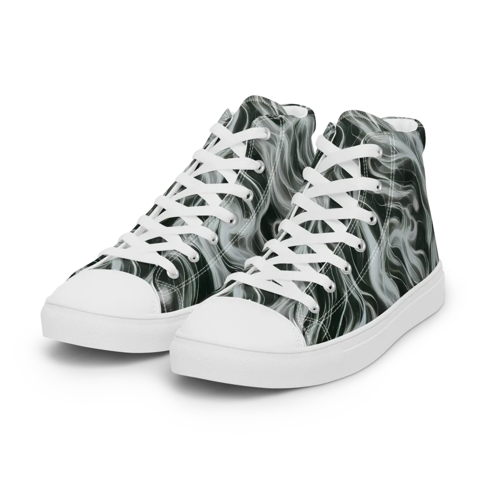 Smoke Tide on Women's High Top Canvas Shoes — Left Front