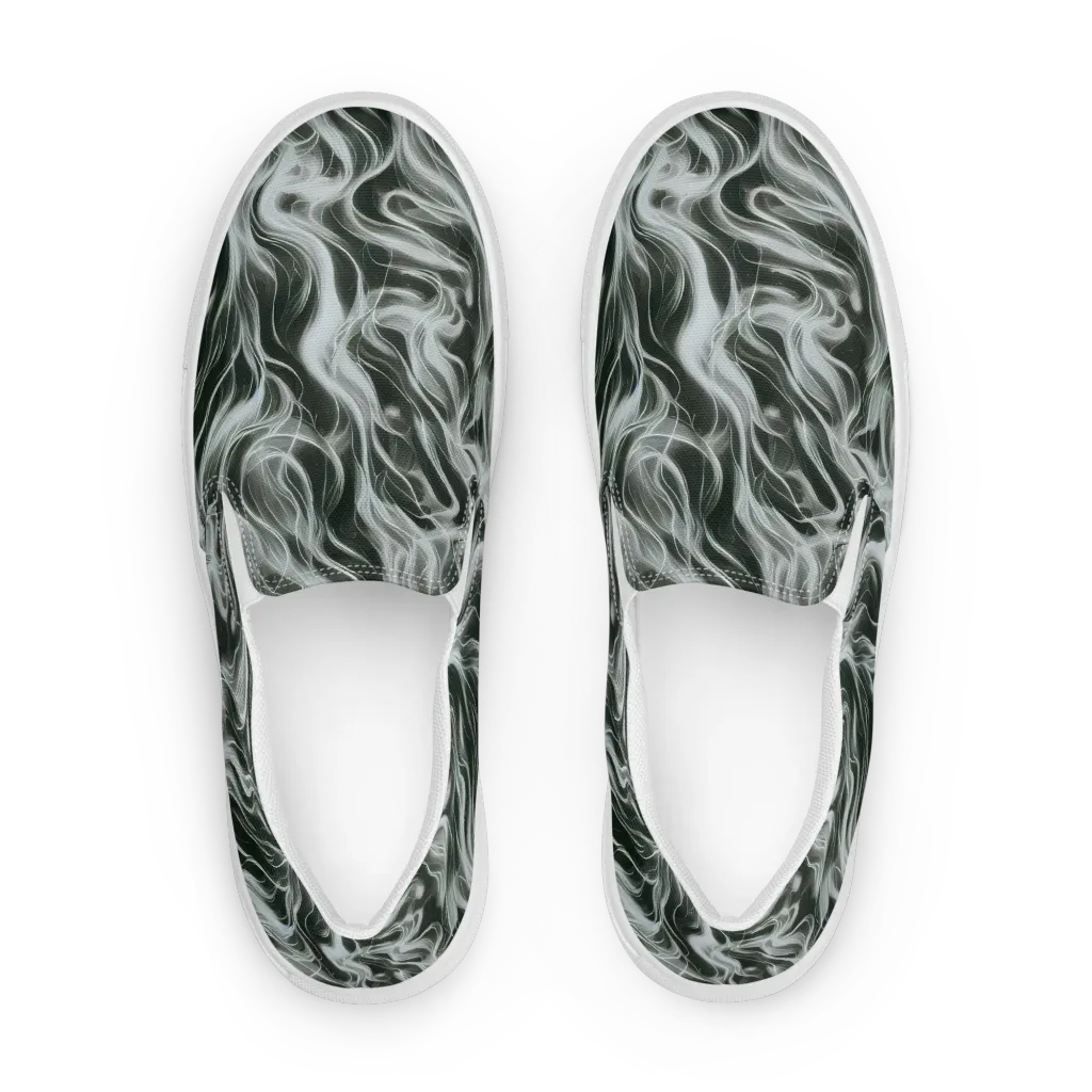Smoke Tide on Men's Slip-On Canvas Shoes — Front