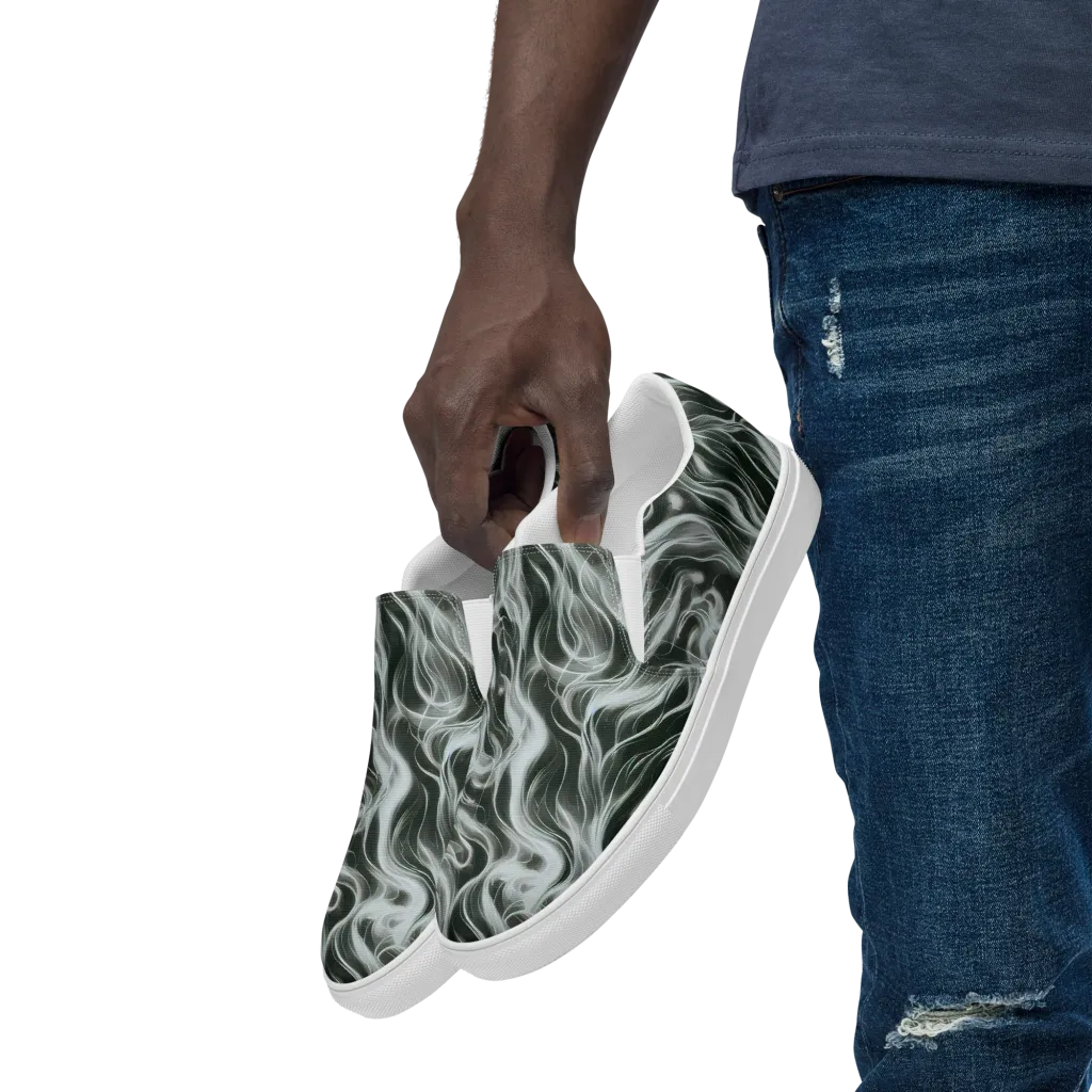 Smoke Tide on Men's Slip-On Canvas Shoes — Left Front