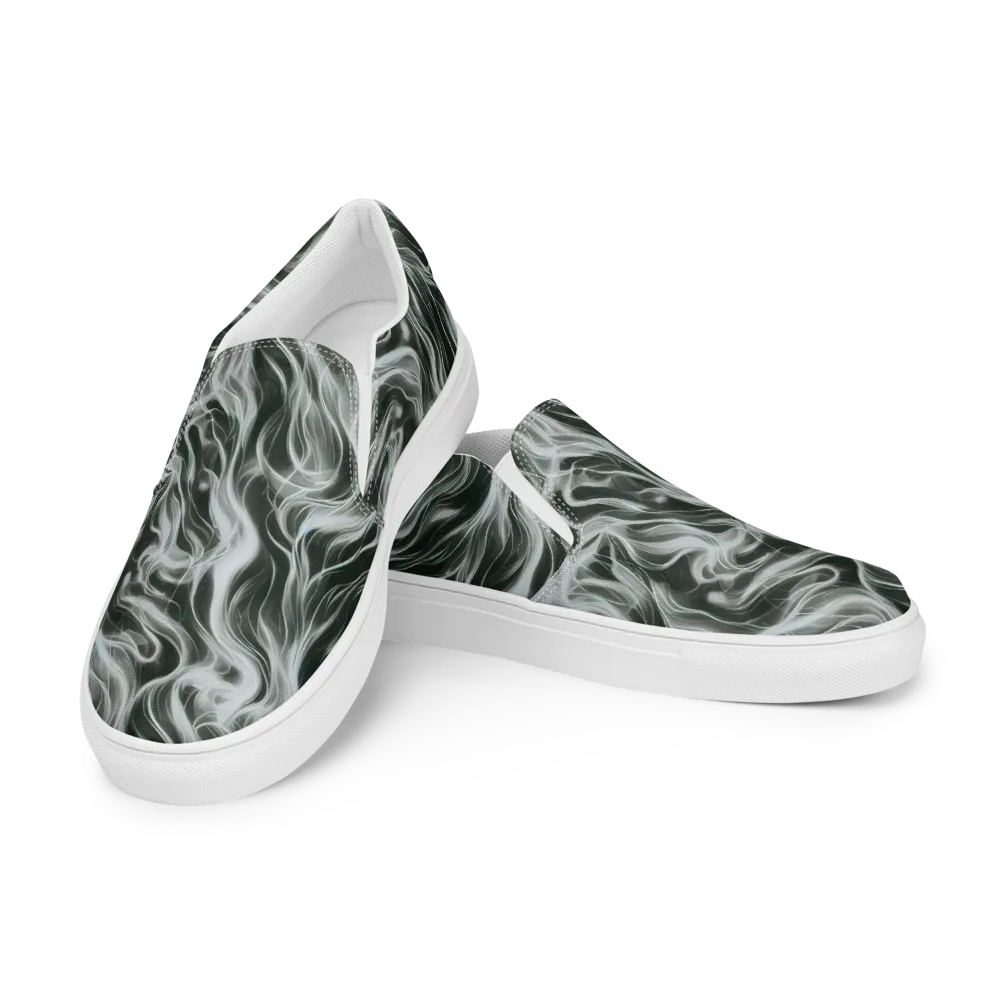 Smoke Tide on Women's Slip-On Canvas Shoes — Left Front