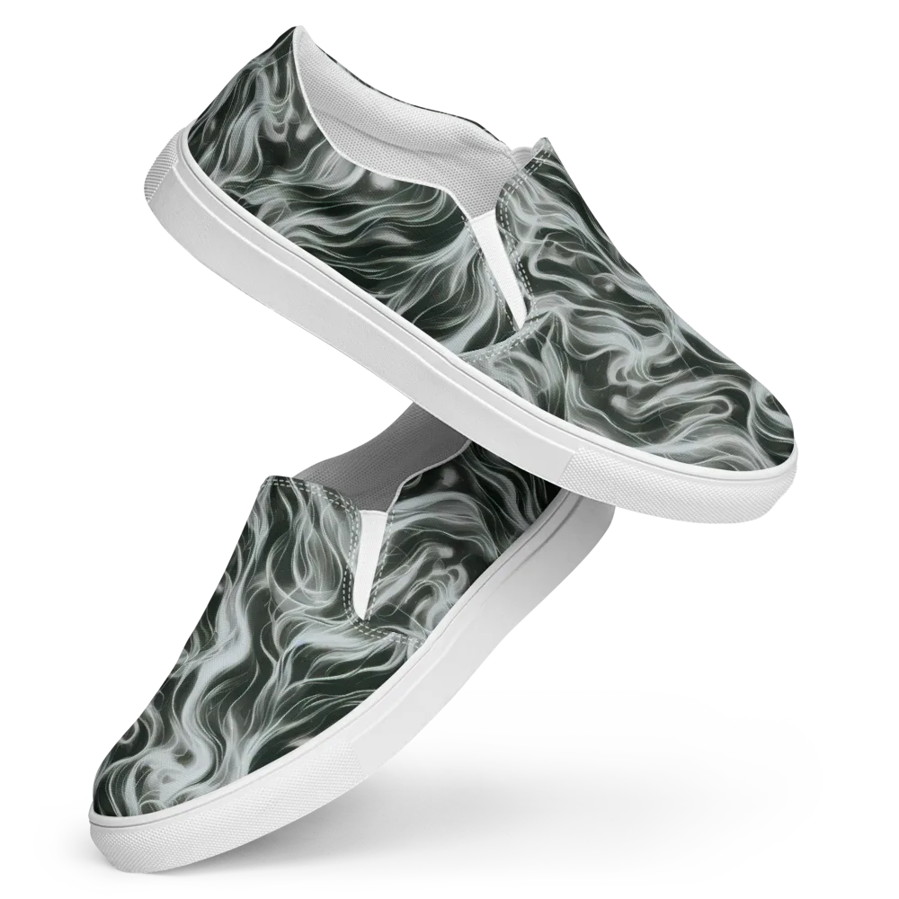 Smoke Tide on Women's Slip-On Canvas Shoes — Front