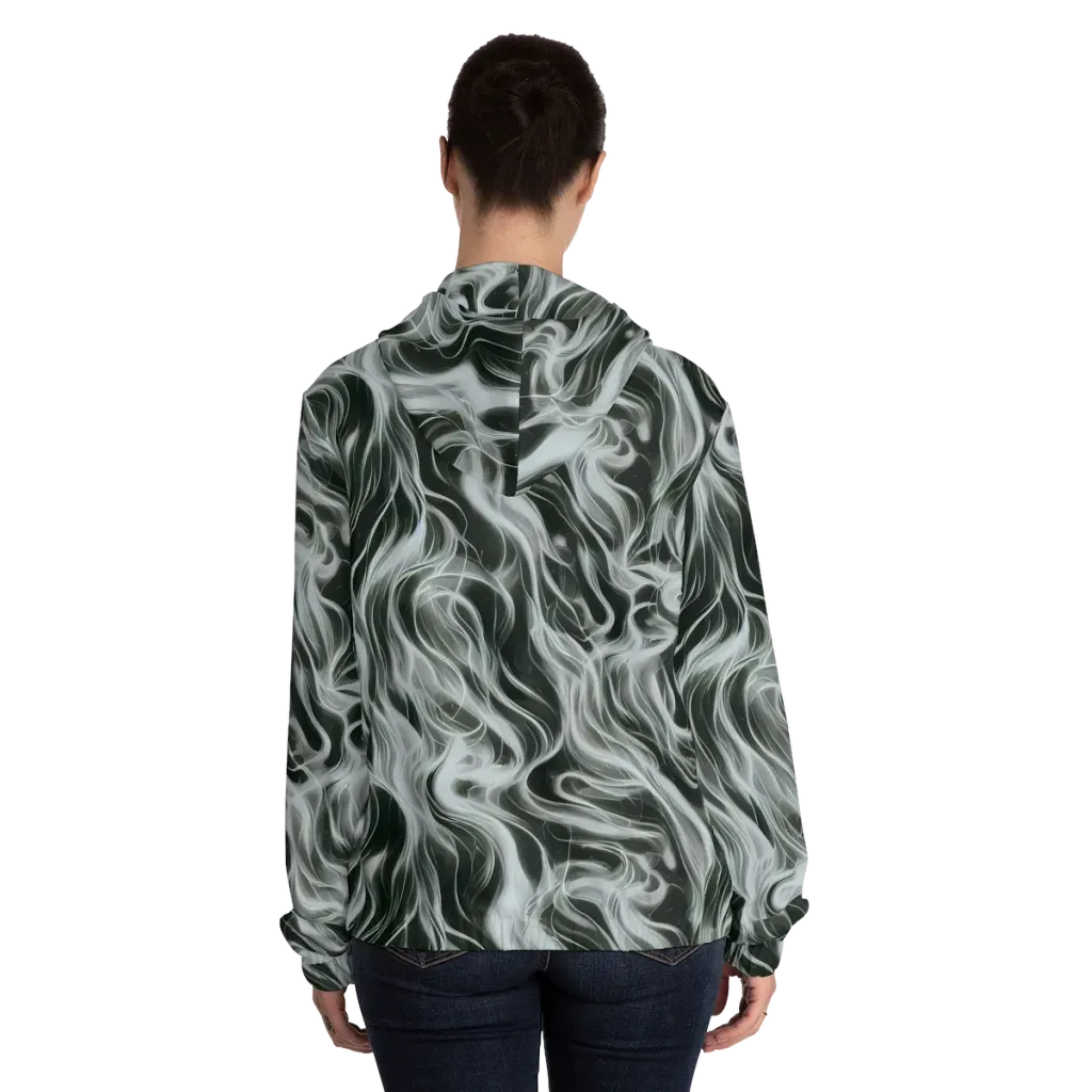 Smoke Tide on Women's Full-Zip Hoodie — Back On Person