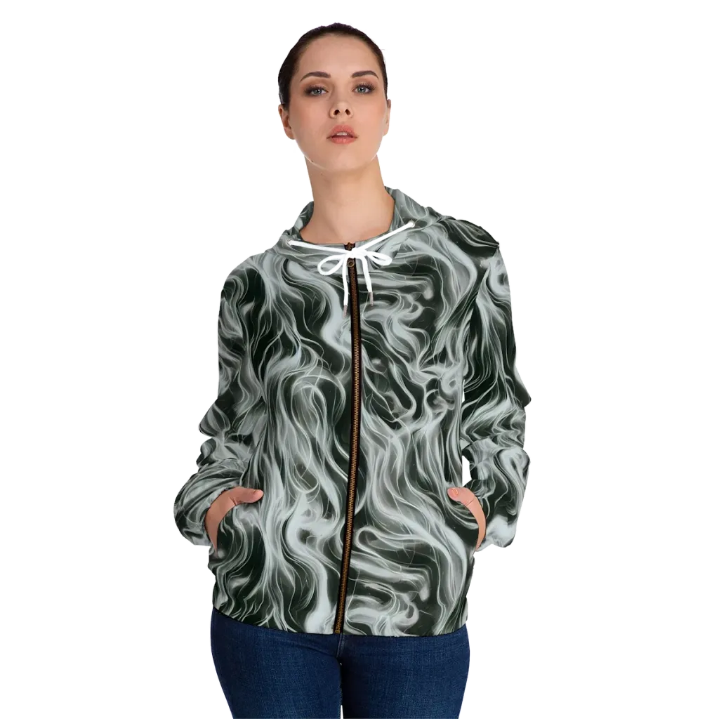 Smoke Tide on Women's Full-Zip Hoodie — Front On Person