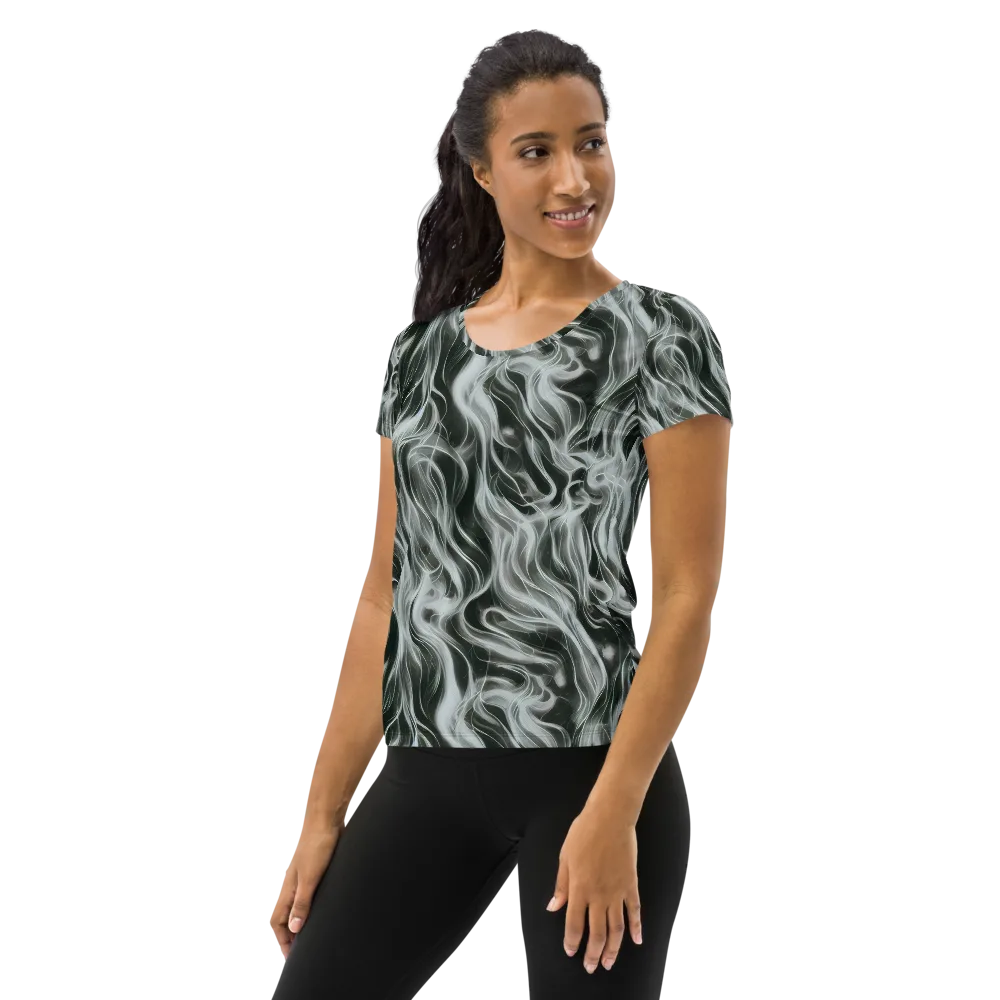 Smoke Tide on Women's Athletic T-Shirt — Left