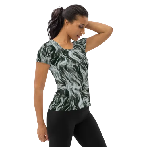 Smoke Tide on a Women's Athletic T-Shirt