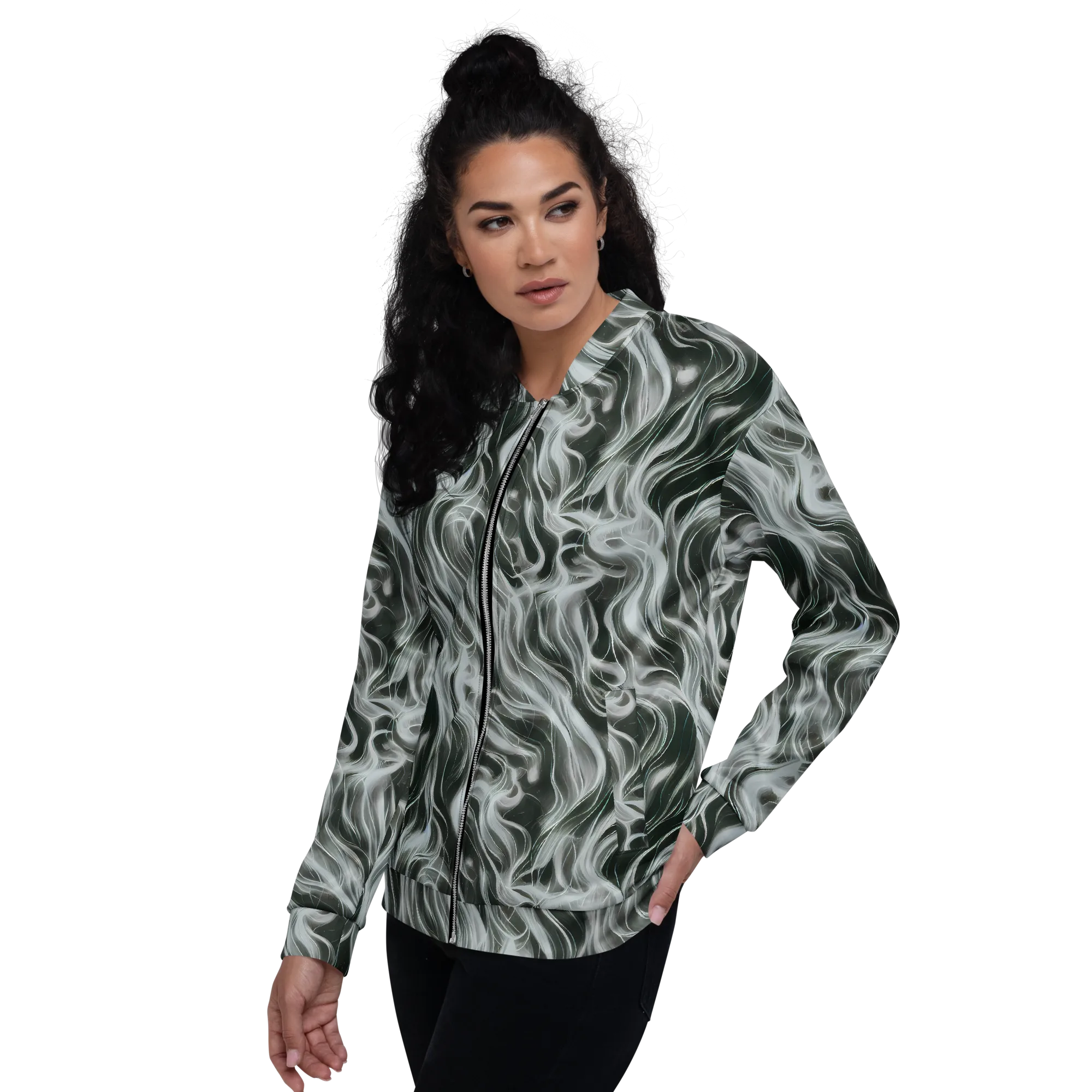 Smoke Tide on Bomber Jacket — Left