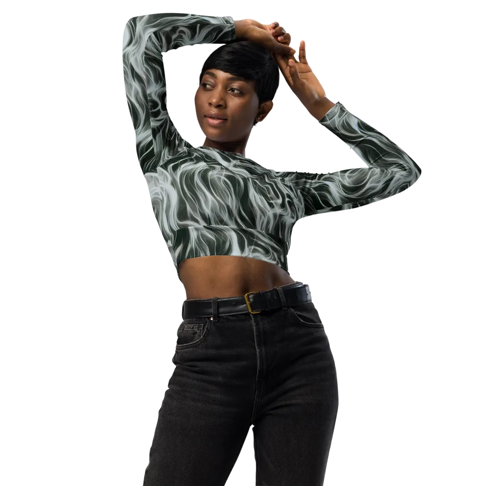 Smoke Tide on Long Sleeve Crop Top — Front