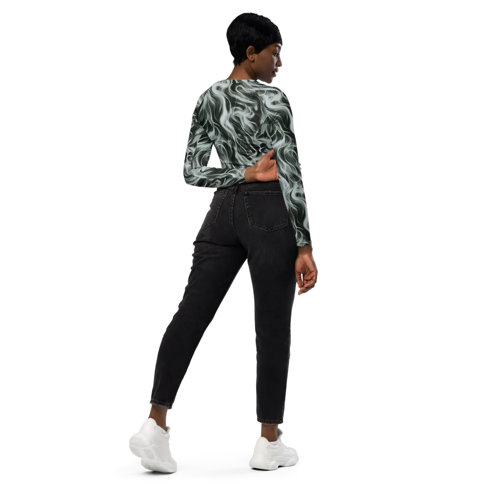 Smoke Tide on Long Sleeve Crop Top — Right Back