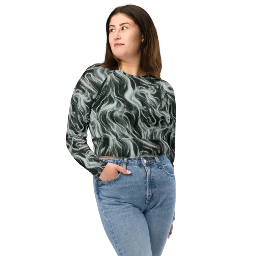 Smoke Tide on a Long Sleeve Crop Top