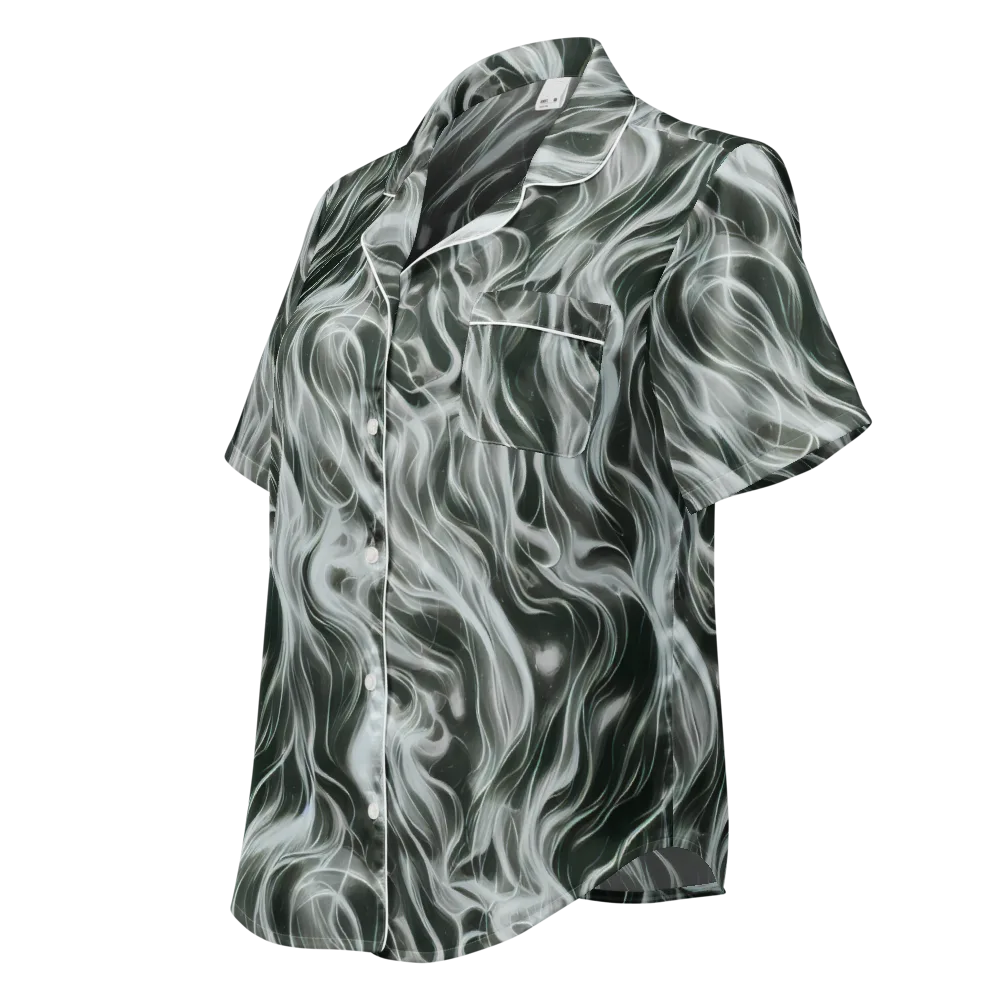 Smoke Tide on Women's Short Sleeve Pajama Top — Left Front
