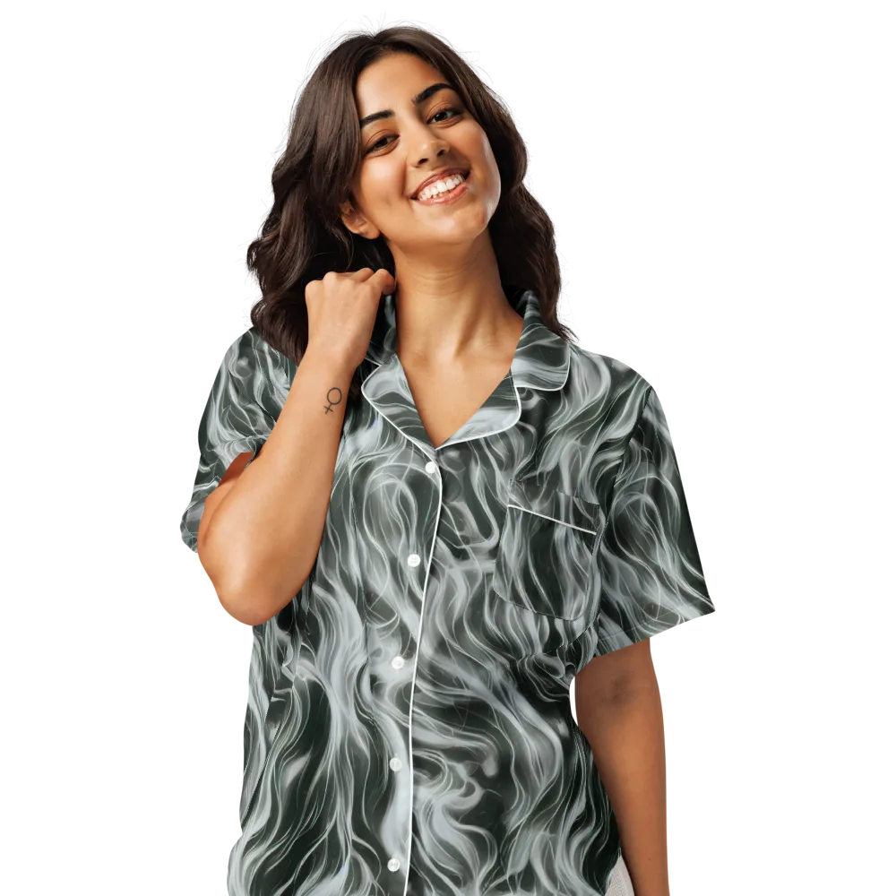 Smoke Tide on Women's Short Sleeve Pajama Top — Front
