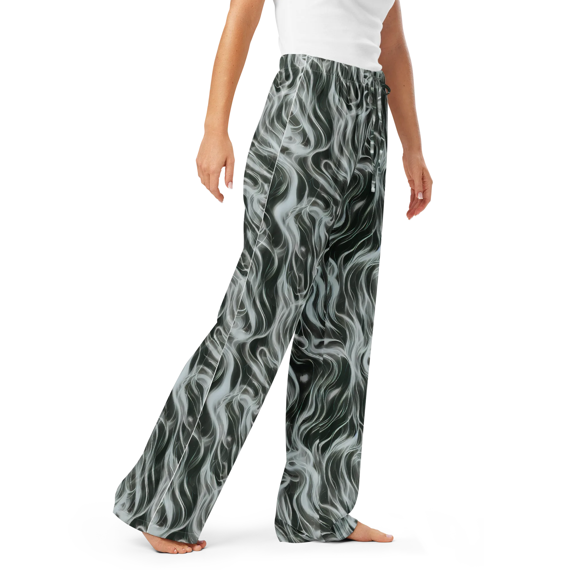 Smoke Tide on Women's Pajama Pants — Right Front